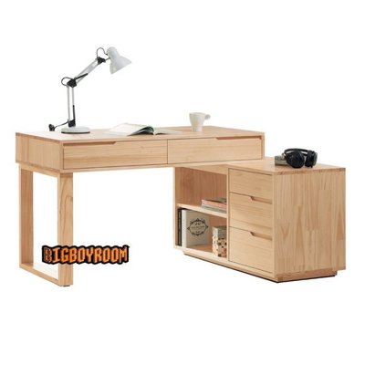 【BIgBoyRoom】工業風家具 北歐復古多功能造型實木書桌 抽屜系列原木色桌子電腦桌 樣品間客廳大廳無印良品LOFT