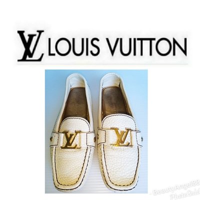法國 LV 豆豆鞋Louis Vuitton 低跟鞋通勤鞋休閒鞋走路皮鞋 特厚牛皮娃娃鞋568 一元起標真品小尺寸有