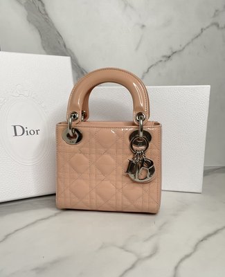 【 RECOVER 名品二手 】DIOR Lady Dior mini bag 粉色漆皮17CM 可斜背