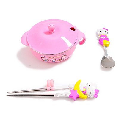 hello kitty凱蒂貓寶寶學習筷子兒童不銹鋼防燙碗筷子練習餐具