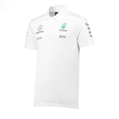 Benz F1賽車服梅賽德斯賓士amg車隊T恤男短袖汽車工作衣服白色polo衫半袖翻領T恤騎士服車迷服