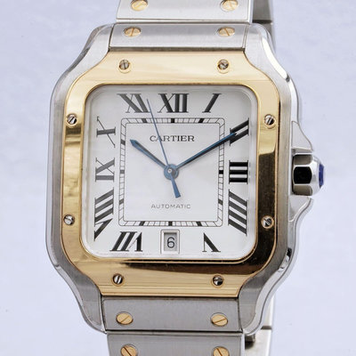 Cartier 卡地亞 山度士系列 SANTOS DE CARTIER腕錶 半金白面39.8mm W2SA0009