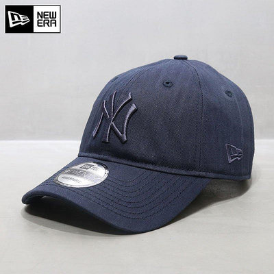 UU代購#韓國代購NewEra帽子鴨舌帽MLB棒球帽ny洋基軟頂大標暗條紋藏青色