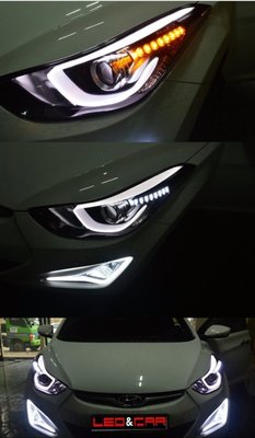 【秀賢韓國汽車精品】◎韓國進口ELANTRA EX 韓版頭燈改裝方向燈雙色跑動款套件