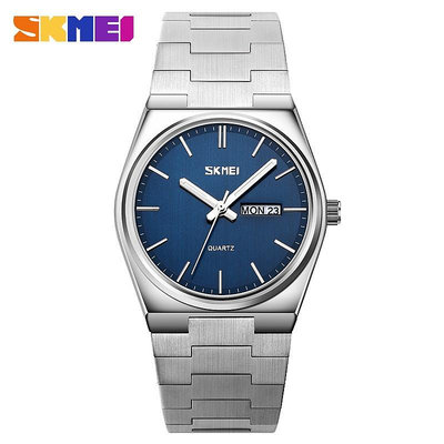 Skmei 男士防水石英手錶不鏽鋼錶帶 商務高級品牌手錶 石英運動手錶