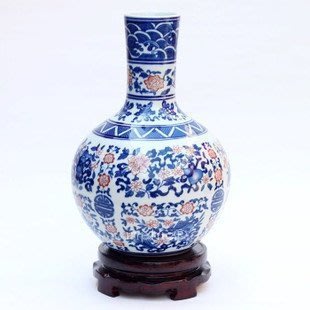INPHIC-ZF-B008 景德鎮青花瓷壽桃陶瓷天球花瓶 祝壽送禮 裝飾擺飾 復古