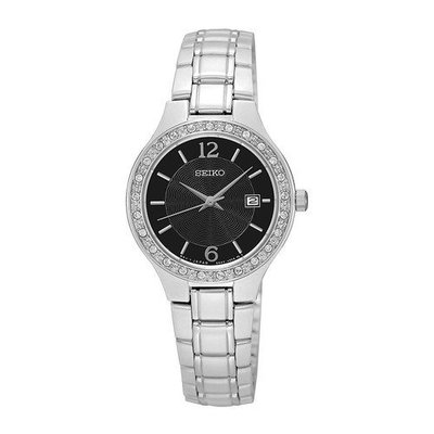 【金台鐘錶】SEIKO 精工手錶 SUR785P1 黑面 女錶 石英錶 不鏽鋼錶帶 防水