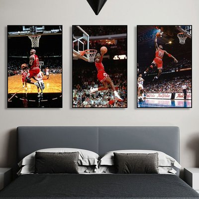 邁克爾喬丹掛畫NBA籃球明星jordan最後一投裝飾畫男生房間壁畫