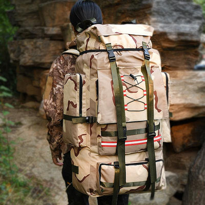 130L特大背包戶外露營救援行李棉被雙肩背包男女旅行李大容量背包