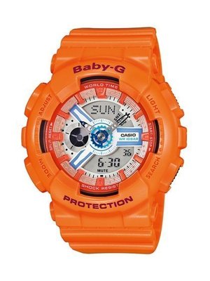 BABY-G CASIO卡西歐夏日最夯多層次立體積木豔陽橘少女時代雙顯女錶 型號：BA-110SN-4ADR