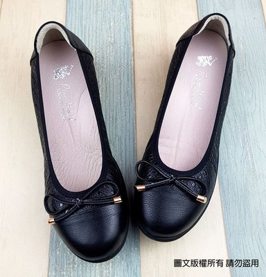 【琪琪的店】 淑女鞋 真皮 高質感 貴氣 秀氣 輕量 休閒鞋 娃娃鞋 黑色 台灣製 72020