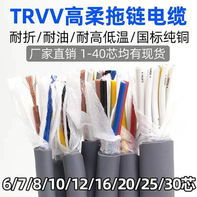 TRVVP高柔性拖鏈屏蔽線2芯3芯4芯5芯0.3 0.75 1.5 平方起帆電纜