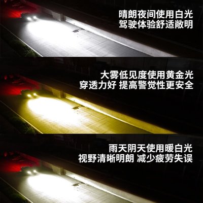 【熱銷精選】三色溫汽車led大燈65W超亮遠近光燈泡H1H4H790059012強光改裝黃光