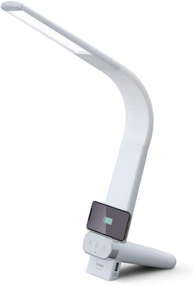 八田元氣小棧: 日版全新  IRIS OHYAMA LED檯燈 Qi無線充電 USB供電端口 LDL-QLDL-W 白黑