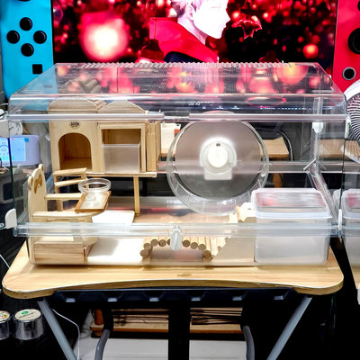 【低售】日本愛鼠透視屋Gex 600+一堆鼠用品(看圖片)全透明景觀鼠籠，360無死角