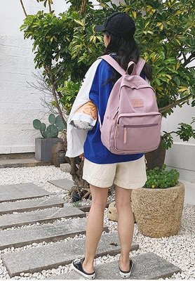 FINDSENSE X 韓國 女款 流行時尚 純色 大容量 防水 少女校園帆布包包 學生書包 雙肩包 後背包