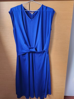 Nice ioi洋裝 M號寶藍色 短袖彈性洋裝 腰部綁帶修飾
