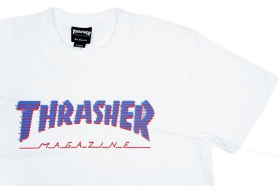 【 K.F.M 】THRASHER BARS T-Shirt 日本支線 SKATE MAG 飄移Logo 短T 白色