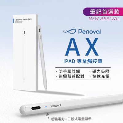 【筆記首選款】Penoval AX IPAD專業觸控筆 磁力吸附 快速充電 防誤觸 圖形辨識 iPad繪圖