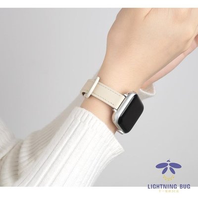 現貨熱銷-適用iwatch s8/ultra/7蘋果手錶錶帶applewatch6/5/se/4/3/代全系列真皮細錶帶