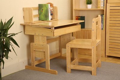 【80cm】【原木色】實木兒童書桌 兒童學習桌 桌椅套裝可升降寫字桌 學生書桌 兒童書桌 實木書桌 寫字台