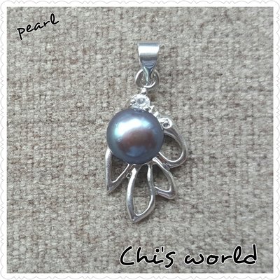 Chi's world~天然淡水養殖珍珠項鍊墬飾 閃亮晶鑽 精緻合金 母親節禮物 生日喜宴 裝飾配件 黑天鵝