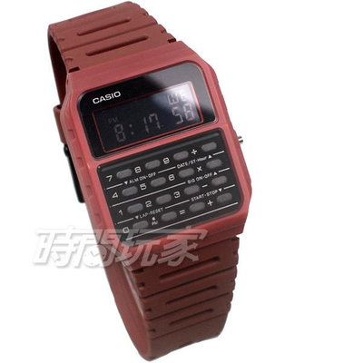 CASIO卡西歐 CA-53WF-4B 原價895 復古潮流風電子錶 計算機 橡膠男錶 兩地時間 紅色【時間玩家】