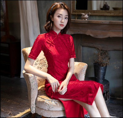 ~~Miss Goddess~~  紅色小個子旗袍女新款改良年輕款氣質中國風高考送考連衣裙