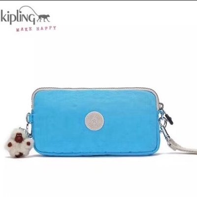 Kipling 猴子包 輕盈藍 K70109 拉鍊手掛包 零錢包 長夾 手拿包 鈔票/零錢/卡包 輕便多夾層 防水 限量