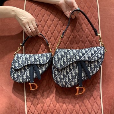 【二手正品】Dior 迪奧 M0447CTZQ_M928 Oblique 小號 大號 提花 帆布 馬鞍包 手提包