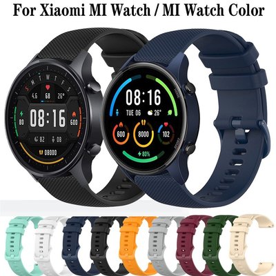 XIAOMI MI 適用於小米 Mi 錶帶快速釋放網格圖案矽膠錶帶 22mm 錶帶手鍊 Mi 手錶顏色 Correa
