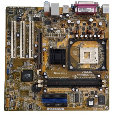 華碩 P4S800-MX 478腳位主機板、DDR RAM、主機板有支援內顯並附AGP顯示卡介面插槽【二手良品含檔板】