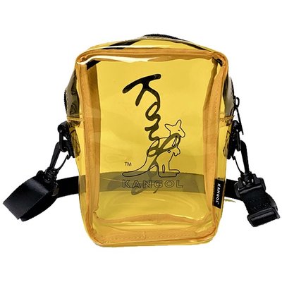 【AYW】KANGOL 韓版 黃色 PVC可拆式 果凍包 單肩包 小方包 透明小包 外出包 斜背包 側背包 英國品牌袋鼠