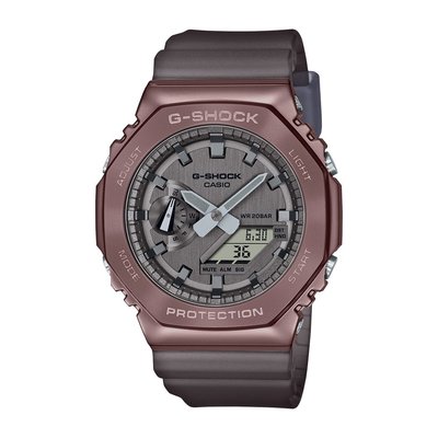 【金台鐘錶】CASIO卡西歐 G-SHOCK 超人氣的八角(神秘棕色x金屬)錶殼設計 農家橡樹 GM-2100MF-5A