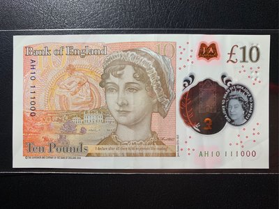 (((趣味大叔)))🇬🇧2017年英國女王十英鎊111000趣味號塑膠鈔稀有釋出!!
