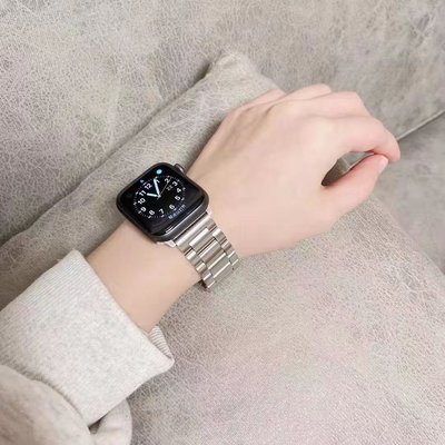 @上新錶帶 適用蘋果apple watch6不銹鋼表帶se金屬鏈式iwatch5/4/3/2/1 40mm~特價