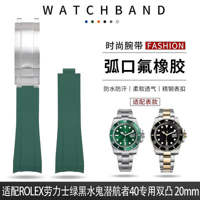 代用錶帶 亞悠適用勞力士氟橡膠錶帶探險家2新黑水鬼綠水鬼41MM錶盤21mm