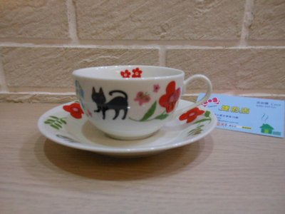 婕的店日本精品~日本帶回~NEKO紅色花朵音符貓咪咖啡杯(日本製)