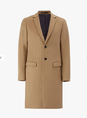 [ Satisfaction ] 英國品牌All Saints經典褐色羊毛立領大衣-型號Birdstow Coat