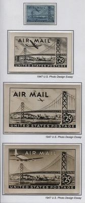 【二手】美國1947年航空郵票照片印樣舊金山金門大橋和飛機含正票 郵票 實寄封 郵資片【十大雜項】-11525