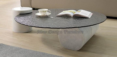 【N D Furniture】台南在地家具-設計款玻璃大茶几YH