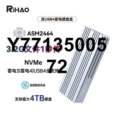 RIHAO USB4風扇硬碟盒NVMe固態硬碟盒M.2兼容雷電4 40G傳輸usb3.0