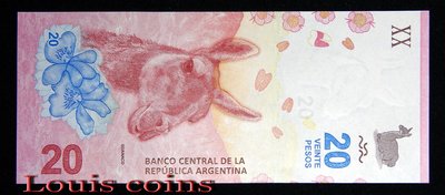 【Louis Coins】B010‧Argentina‧2017阿根廷‧20 Pesos紙鈔（66）