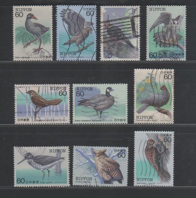 日本郵票--1983特殊鳥舊票10全