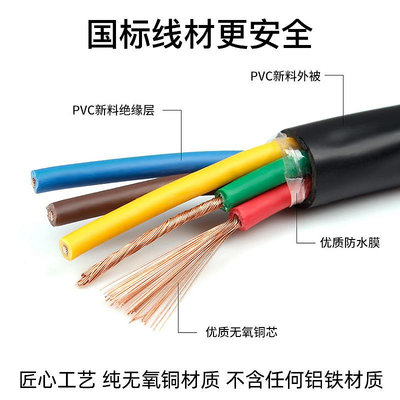 銅芯電線電纜RVV5芯6芯7芯8芯075 1.5 2.5平方控制信號線軟護套線多多雜貨鋪