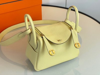 『RP精品』愛馬仕 HERMES Mini Lindy 拚色 小雞黃 奶油白 TC皮 金扣