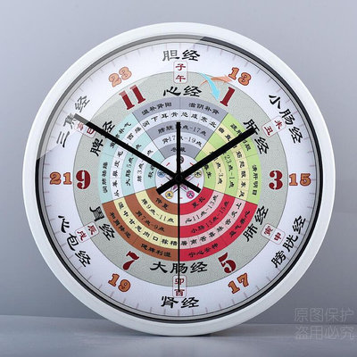 十二時辰節氣大字中式子午流注掛鐘中新款理療養生經絡金屬鐘表