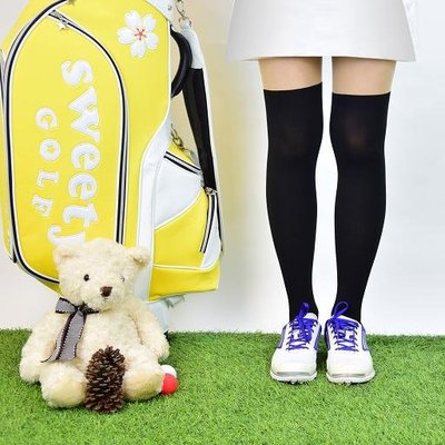 (易達高爾夫)全新Golf Sweety 女用雙色防曬運動褲襪  黑/膚色