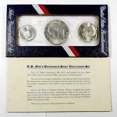 美國1776-1976年 建國200年紀念銀幣組 共3枚壹套