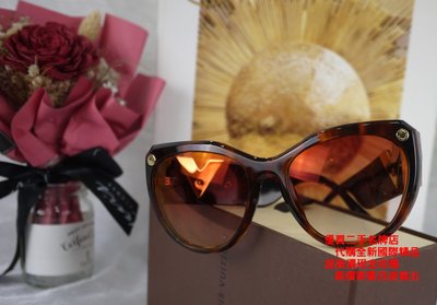 優買二手名牌店 LV 新款 金屬LOGO Z2347E 淺玳瑁色 大膠框 金屬V 太陽眼鏡 墨鏡 時尚款